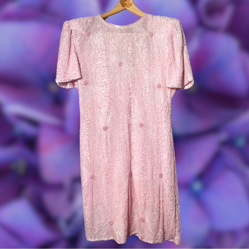 80s Petite Cocktail Dress ⚡️ L ⚡️ Laurence Kazar ⚡️Vintage Petite Dress - Beaded